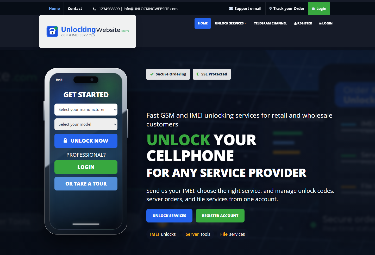 NeUnlock public storefront with unlock ordering hero